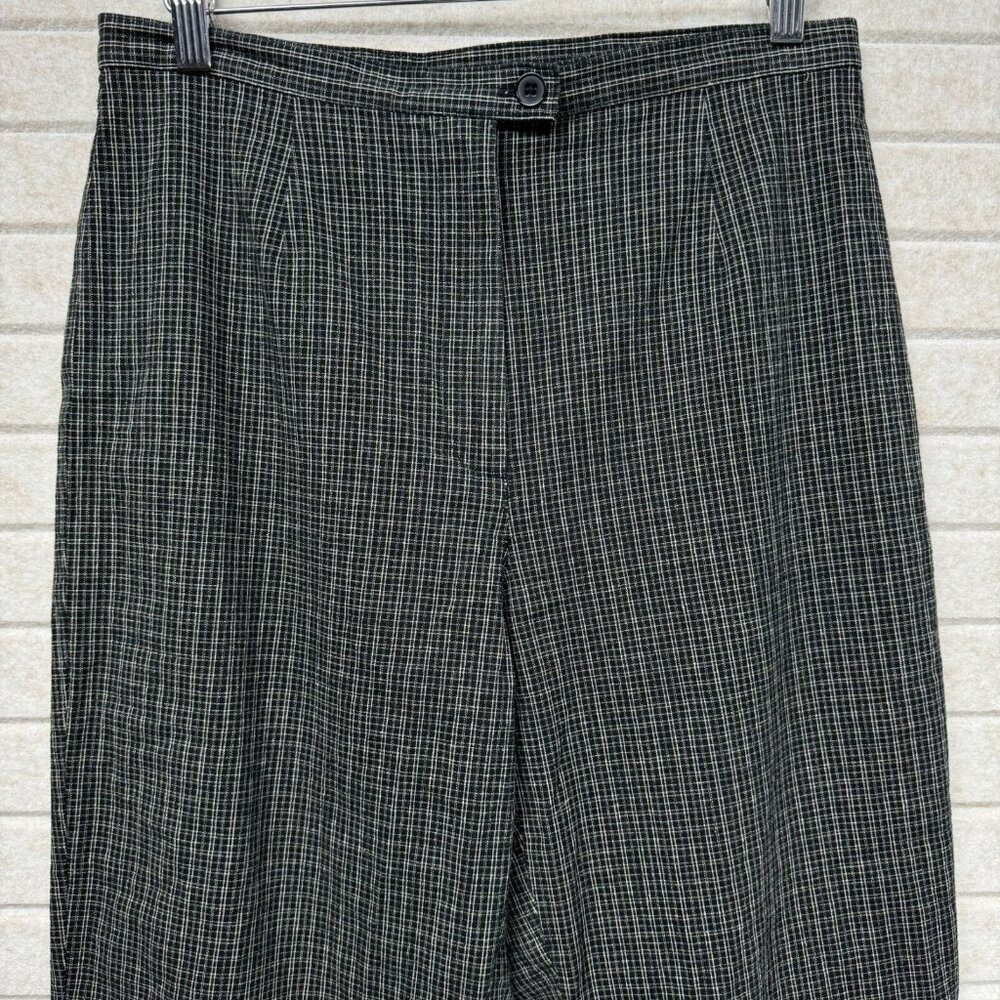 Talbots High-Waisted Tattersall Plaid Work Pants Black/White Size 12P - Picture 2 of 14